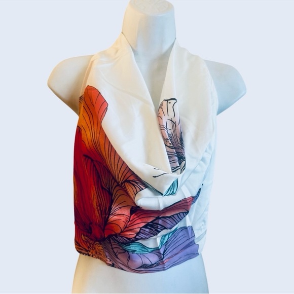 Milk & Honey Printed Pant Set Size Large White Red Halter Top Wide Leg Pants NEW - Picture 5 of 15